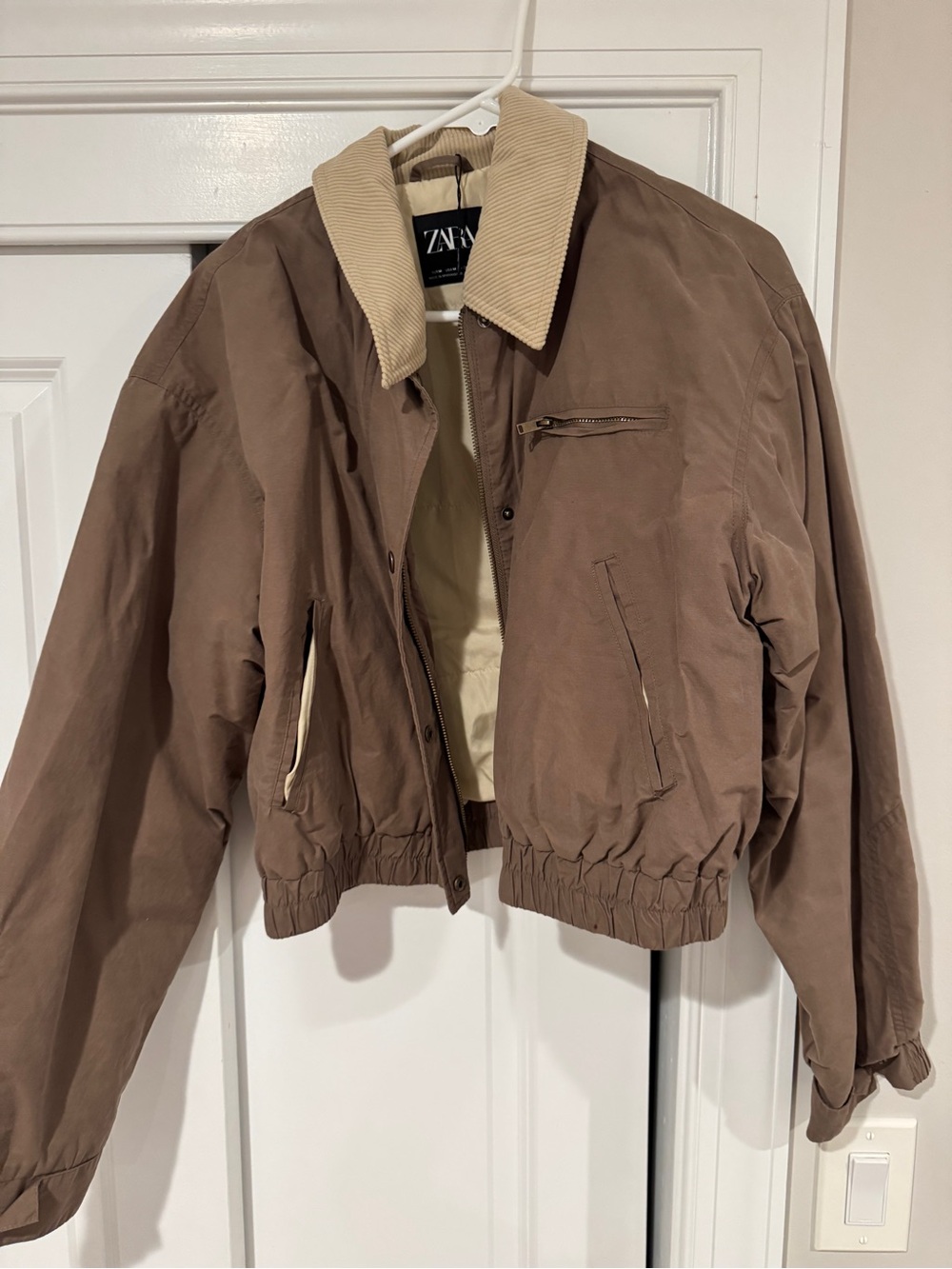 Zara Brown Barn Jacket with Contrast Collar